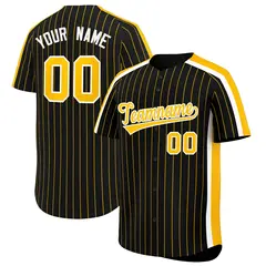 Black Gold Pinstripe Two-tone Side Authentic Baseball Jersey