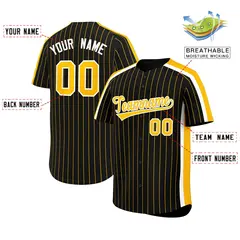 Black Gold Pinstripe Two-tone Side Authentic Baseball Jersey 2