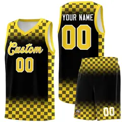 Black Gold Plaid Basketball Jersey for Teams 1