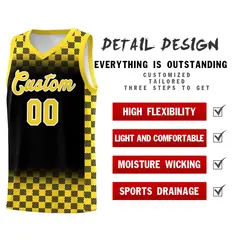 Black Gold Plaid Basketball Jersey for Teams 2