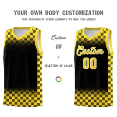 Black Gold Plaid Basketball Jersey for Teams 3