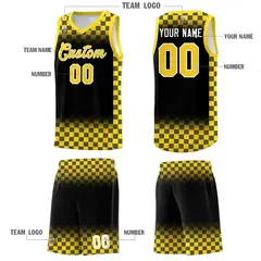 Black Gold Plaid Basketball Jersey for Teams 5