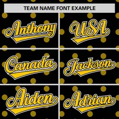 Black Gold Polka Dot Graffiti Authentic Baseball Jersey 3