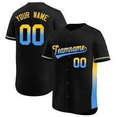 Black Gold-Powder Blue Gradient Side Baseball Jersey