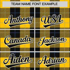 Black Gold-Powder Blue Plaid Varsity Full-Snap Letterman Baseball Jacket 3