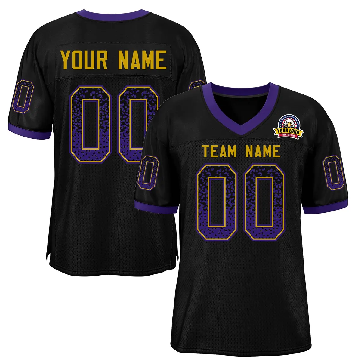 Black Gold-Purple Drift Fashion Mesh Football Jersey