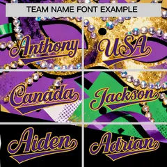 Black Gold Purple Mardi Gras Authentic Baseball Jersey 4