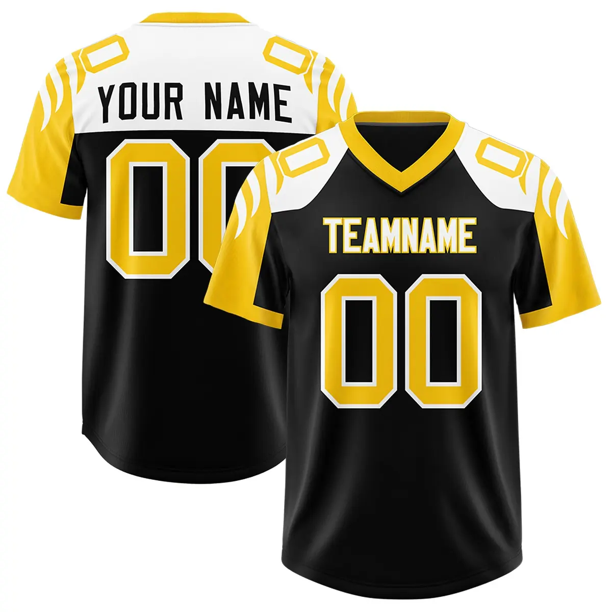 Black Gold Raglan Authentic Football Jersey