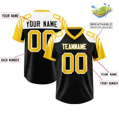 Black Gold Raglan Authentic Football Jersey 2