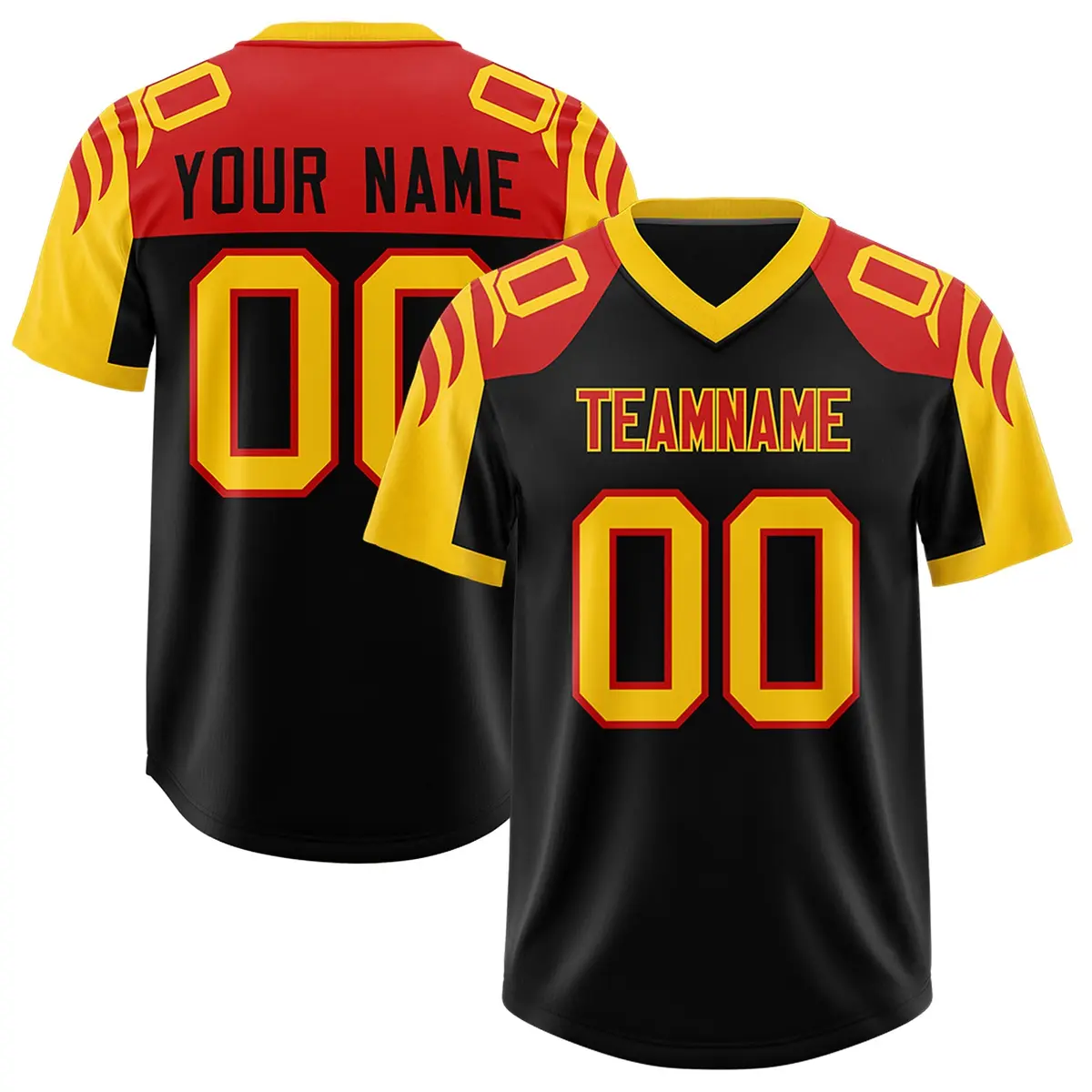 Black Gold Raglan Authentic Football Jersey