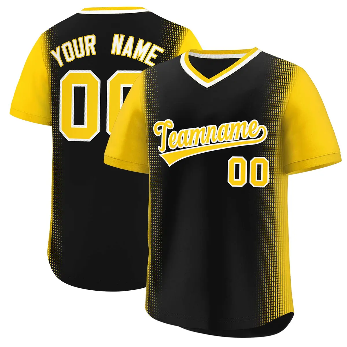 Black Gold Raglan Pullover Authentic Baseball Jersey