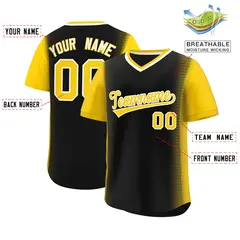 Black Gold Raglan Pullover Authentic Baseball Jersey 2