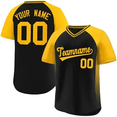 Black Gold Raglan Side Spot Pullover Baseball Jersey