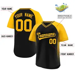 Black Gold Raglan Side Spot Pullover Baseball Jersey 2