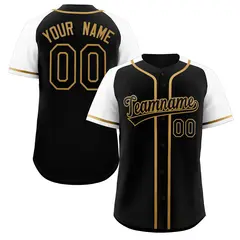 Black Gold Raglan Sleeve Authentic Baseball Jersey