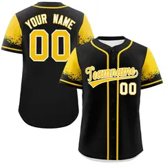 Black Gold Raglan Sleeve Authentic Baseball Jersey