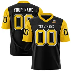 Black Gold Raglan Sleeves Authentic Football Jersey 1