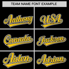 Black Gold Raglan Sleeves Contrast Baseball Jersey 3
