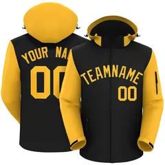 Black Gold Raglan Sleeves Waterproof Jacket