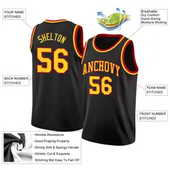Black Gold-Red Classic Mesh Sport Basketball Jersey 2