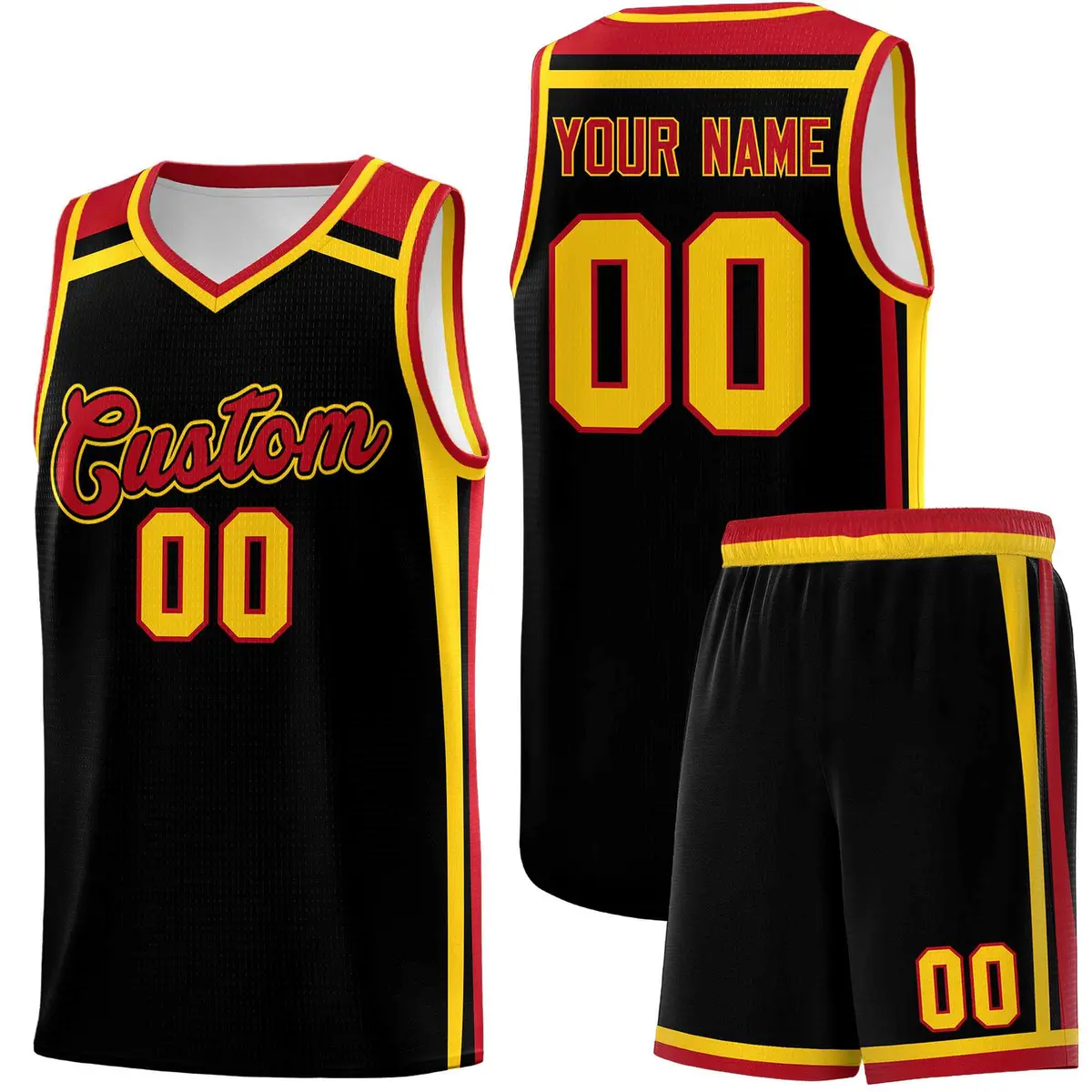 Black Gold Red Color Charge Series Team Basketball Jersey