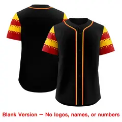 Black Gold Red Flag Lace Sleeve Baseball Jersey 7