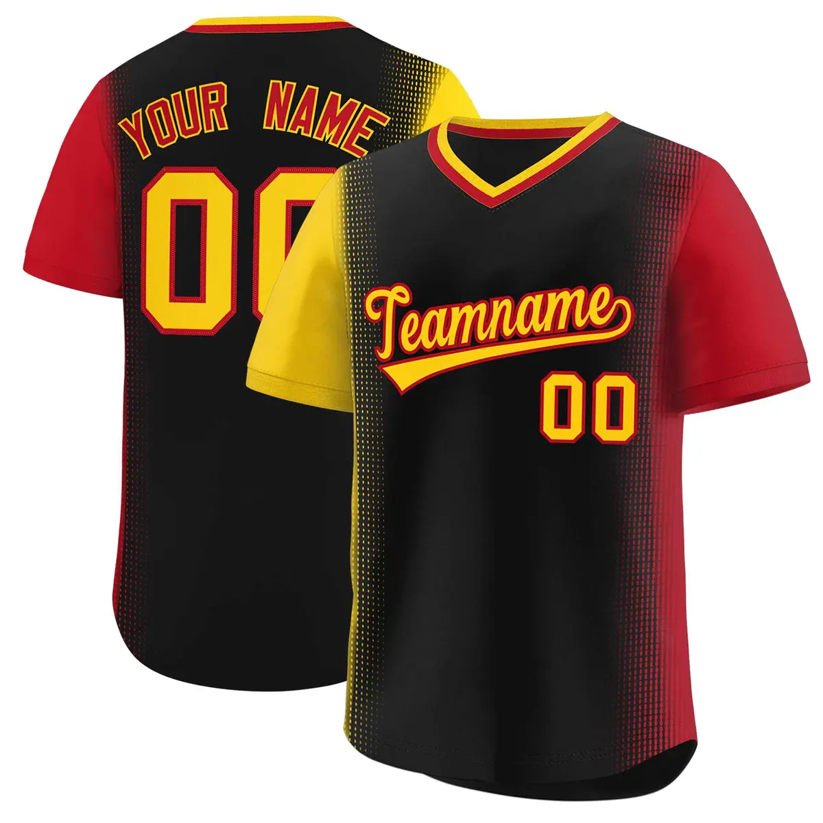 Black Gold-Red Raglan Pullover Authentic Baseball Jersey