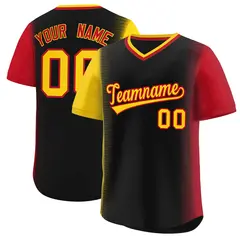 Black Gold-Red Raglan Pullover Authentic Baseball Jersey 1
