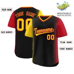 Black Gold-Red Raglan Pullover Authentic Baseball Jersey 2