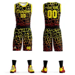 Black Gold-Red Spotted Graffiti Pattern Basketball Jersey