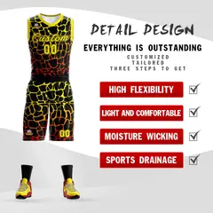Black Gold-Red Spotted Graffiti Pattern Basketball Jersey 2