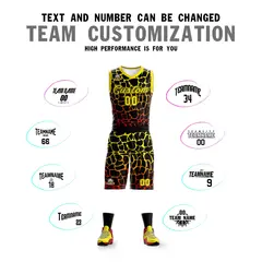 Black Gold-Red Spotted Graffiti Pattern Basketball Jersey 4