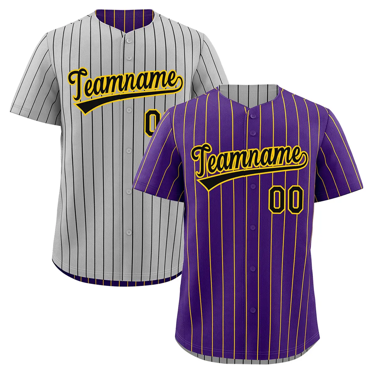 Black Gold Reversible Stripe Baseball Jersey