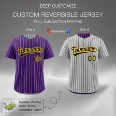 Black Gold Reversible Stripe Baseball Jersey 2