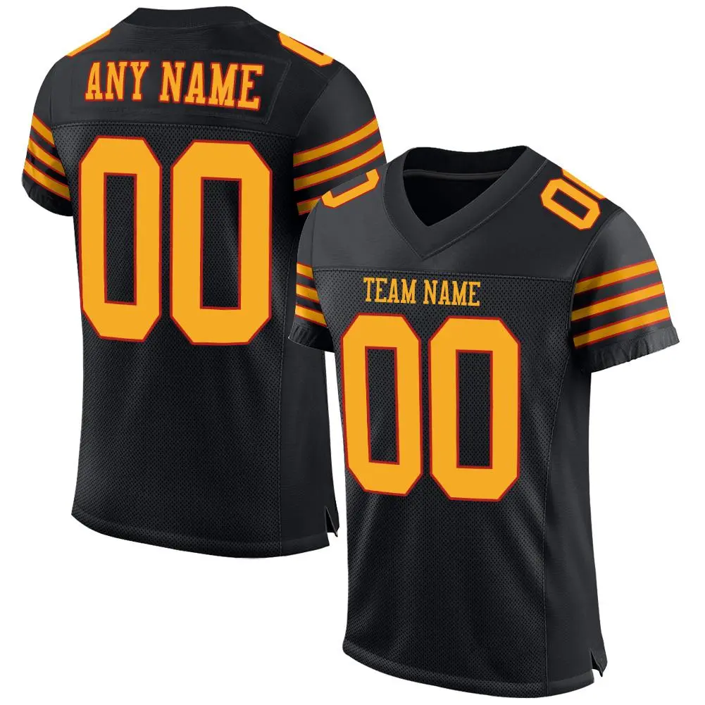 Black Gold-Scarlet Classic Mesh Football Jersey