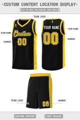 Black Gold Side Splash Sports Uniform Basketball Jersey 2