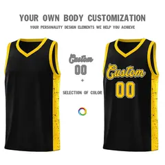 Black Gold Side Splash Sports Uniform Basketball Jersey 3