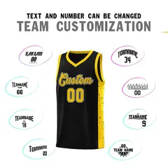 Black Gold Side Splash Sports Uniform Basketball Jersey 4