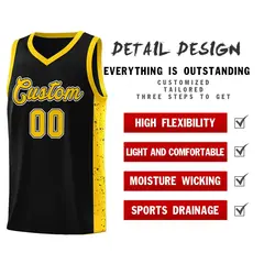 Black Gold Side Splash Sports Uniform Basketball Jersey 5