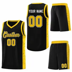 Black Gold Side Splash Sports Uniform Basketball Jersey 6