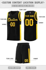 Black Gold Side Two-Tone Classic Sports Basketball Jersey 2