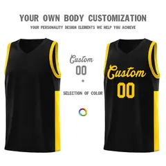 Black Gold Side Two-Tone Classic Sports Basketball Jersey 3