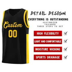 Black Gold Side Two-Tone Classic Sports Basketball Jersey 5
