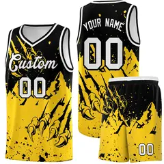 Black Gold Snow Mountain Beast Pattern Basketball Jersey 1