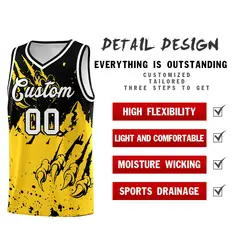 Black Gold Snow Mountain Beast Pattern Basketball Jersey 2