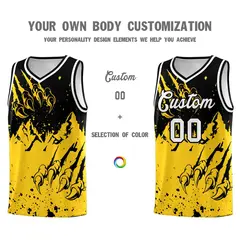 Black Gold Snow Mountain Beast Pattern Basketball Jersey 3