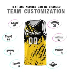 Black Gold Snow Mountain Beast Pattern Basketball Jersey 4