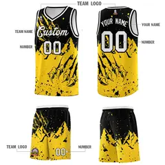 Black Gold Snow Mountain Beast Pattern Basketball Jersey 5