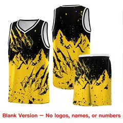 Black Gold Snow Mountain Beast Pattern Basketball Jersey 7