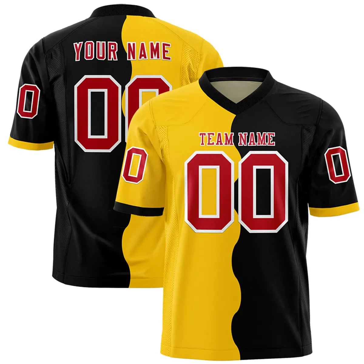 Black Gold Split Mesh Authentic Fashion Football Jersey